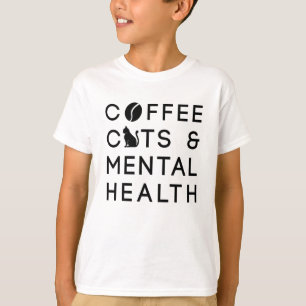Camiseta Café Gatos Salud Mental Café Bebidor Ansiedad