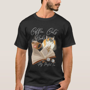Camiseta Café, Gatos y Libros Mi Trío Perfecto Café Gato