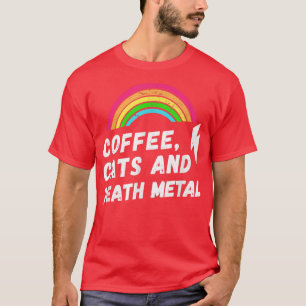 Camiseta Café, gatos y muerte Metalizado, arcoiris