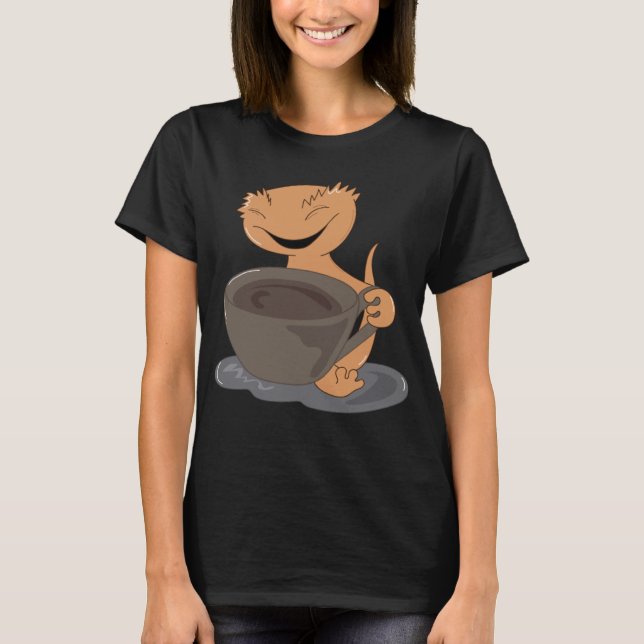 Camiseta Café Gecko Creste Cute Lizard Lazy Office Monda (Anverso)