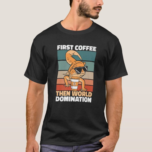 Camiseta Café Gecko Retro Gafas de sol Lizard Reptile Vint (Anverso)