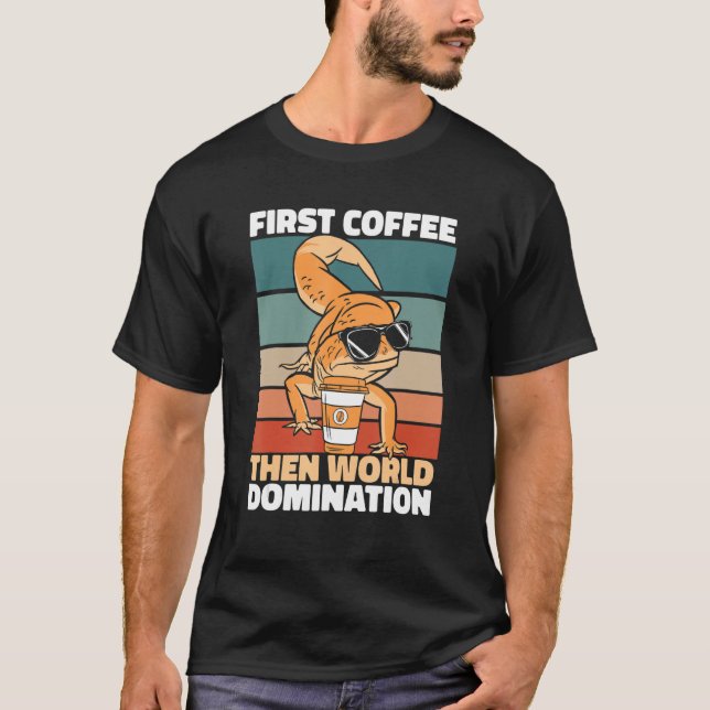 Camiseta Café Gecko Retro Gafas de sol Lizard Reptile Vint (Anverso)