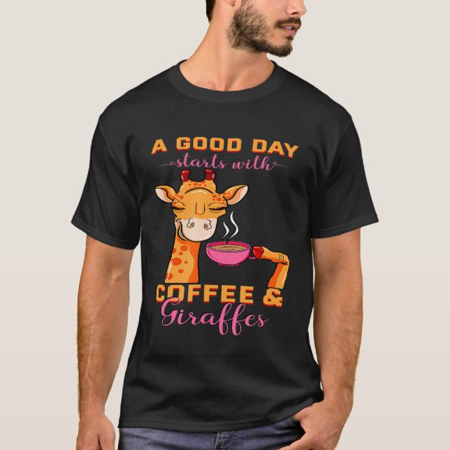 Camiseta Café Giraffe Mug Animal Cappuccino Espresso Bean (Anverso)