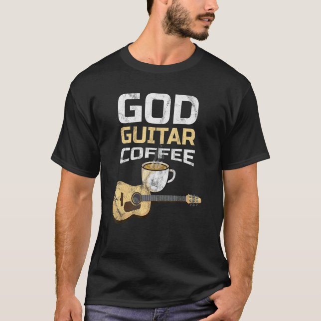Camiseta Café Guitarra De Dios Y Café Guitarista De Jesús (Anverso)