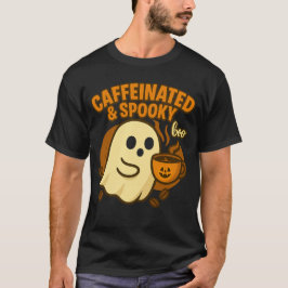 Camiseta Café Halloween embrujado y con cafeína Fantasma