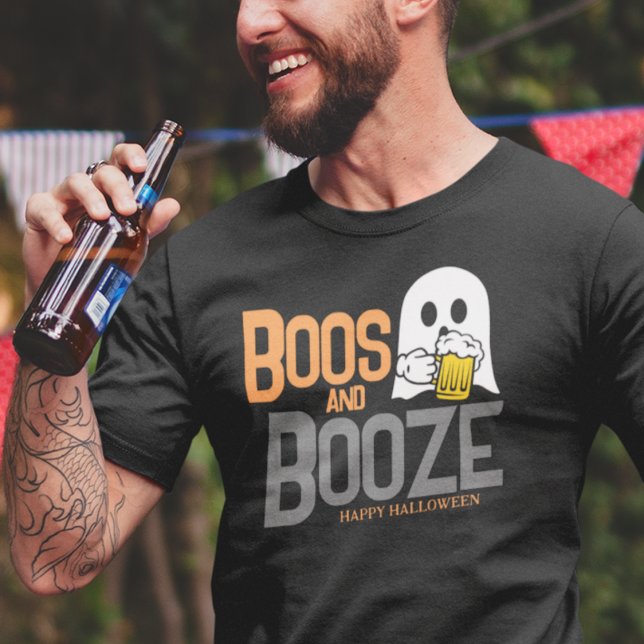 Camiseta Café Halloween Fantasma Beer Boos y Booze (Subido por el creador)