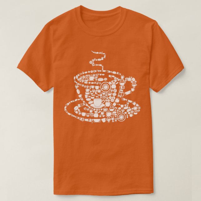 Camiseta Café hecho al vapor Java Picture Mosaic Cup Sau (Diseño del anverso)