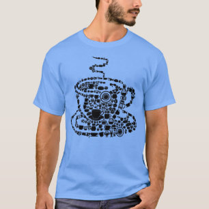 Camiseta Café hecho al vapor Java Picture Mosaic Cup Sau