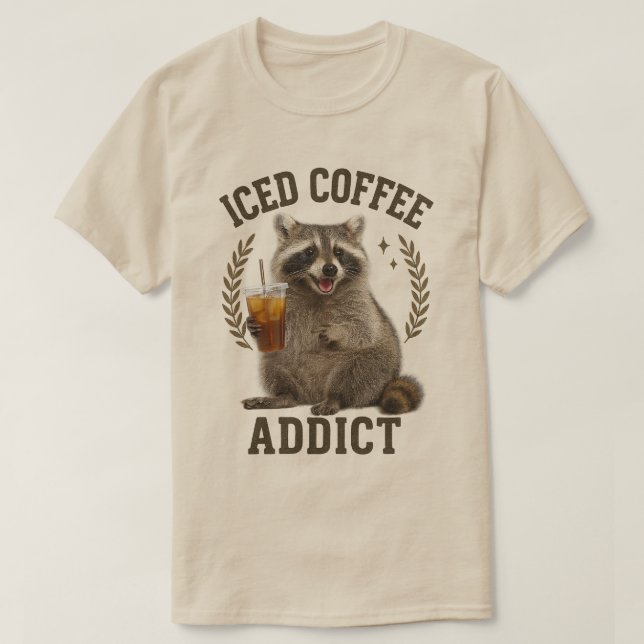 Camiseta Café helado Addict Raccoon Drink Caffeine Lover (Diseño del anverso)