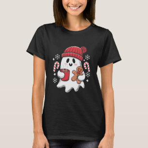 Camiseta Café helado de Navidad fantasma lindo retro café d