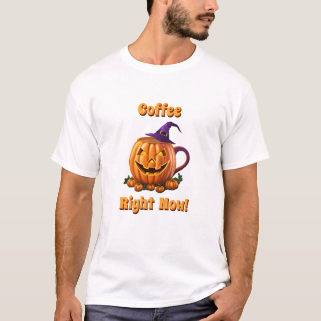 Camiseta Café helado Halloween Cafeína Calabaza Latte (Anverso)