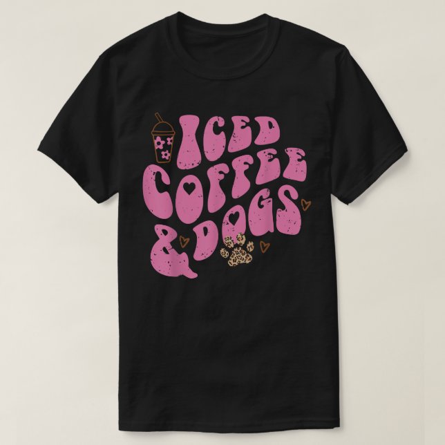 Camiseta Café helado y perros retro leopardo pepino amante  (Diseño del anverso)