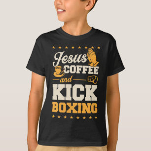 Camiseta Café Jesús y kickboxing divertido cristiano lindo