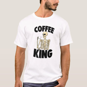 Camiseta Café King Caffeine Funny Mujeres Café Skeleton