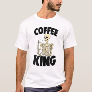 Camiseta Café King Caffeine Funny Mujeres Café Skeleton