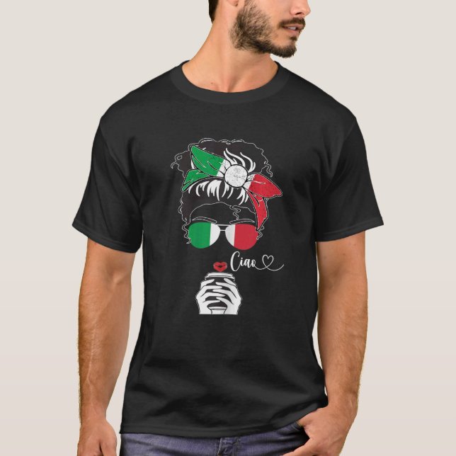 Camiseta Café Lady Bandera Italiana Italia Gráfica Sty Ital (Anverso)