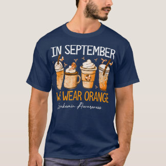 Camiseta Café Latte En Septiembre Usamos Leucemia Naranja