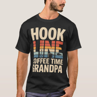 Camiseta Café Línea de Pesca Abuelo Mañana de Pesca