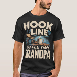 Camiseta Café Línea Tiempo Abuelo Pesca Mañana