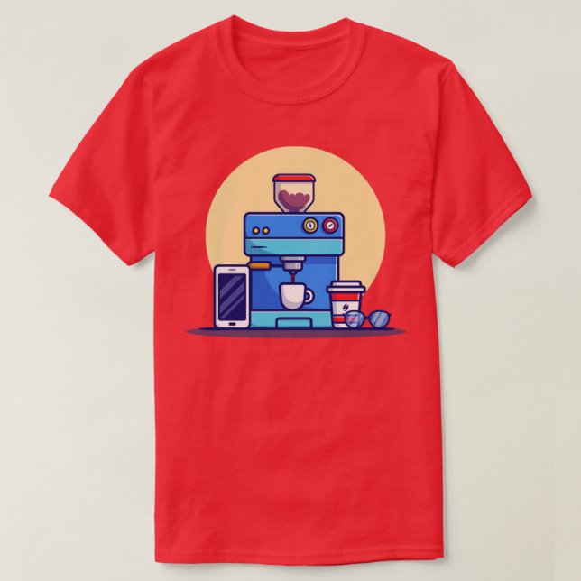 Camiseta Café Machine Pod Cup Mug Phone Y Eyeglasses (Diseño del anverso)