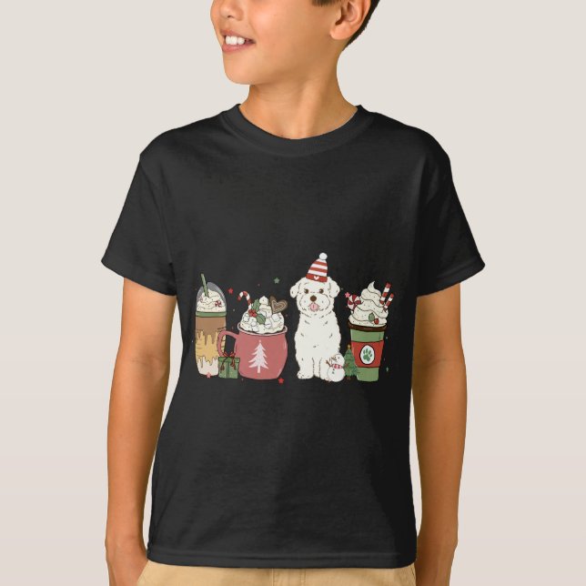 Camiseta Café maltés latte Navidades de invierno Perro Mamá (Anverso)