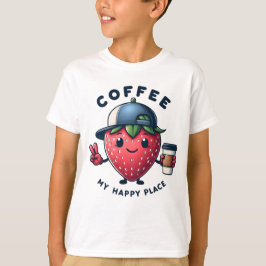 Camiseta Café: Mi lugar feliz - Fresa Guay