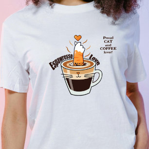 Camiseta Café mono y amante de gatos divertidos estilo rúst