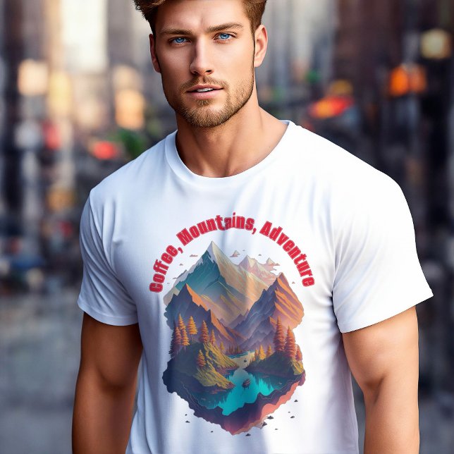 Camiseta Café, Montañas, viajes de aventura (Travel t-shirt Coffee, Mountains, Adventure)