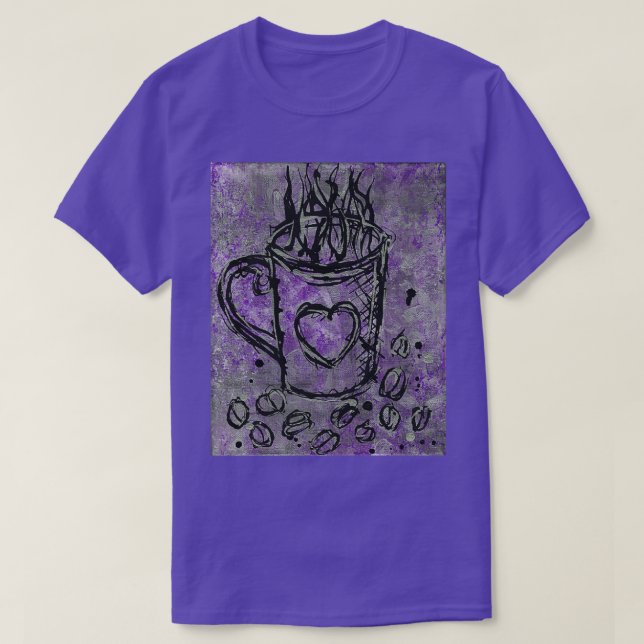 Camiseta Café morado negro Abstract taza de café de café Pa (Diseño del anverso)