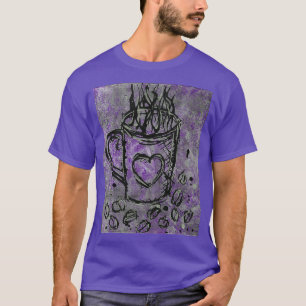 Camiseta Café morado negro Abstract taza de café de café Pa