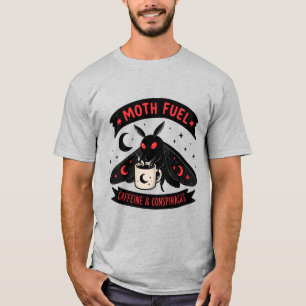 Camiseta Café Mothman Combustible de Mariposa Cafeína y Con
