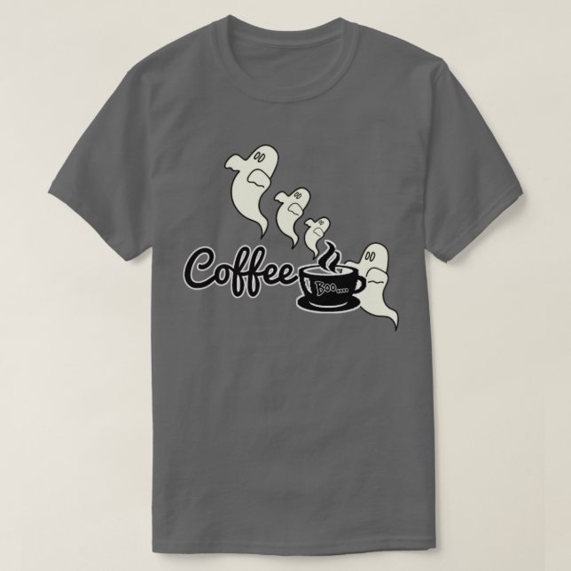 Camiseta café negro y blanco, fantasma divertido (Diseño del anverso)