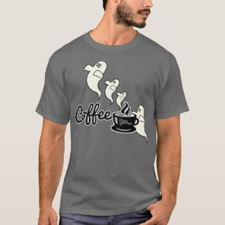 Camiseta café negro y blanco, fantasma divertido