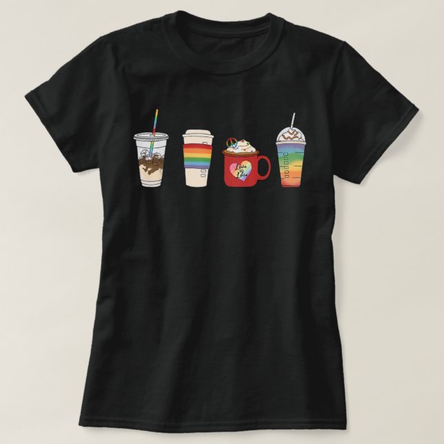 Camiseta Café, orgullo LGBT, mes de la LGBTQ latte Gay Lesb (Diseño del anverso)