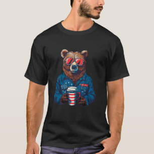 Camiseta Café Oso Grizzly Patriótico Elección Rojo Blanco a