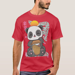 Camiseta Café Panda Bebiendo Café Kawaii Oso Cubo Moka Bari