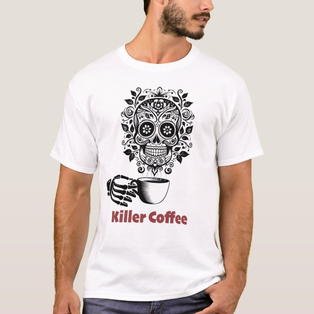 Camiseta Café para beber con alcohol de cráneo de azúcar (Anverso)
