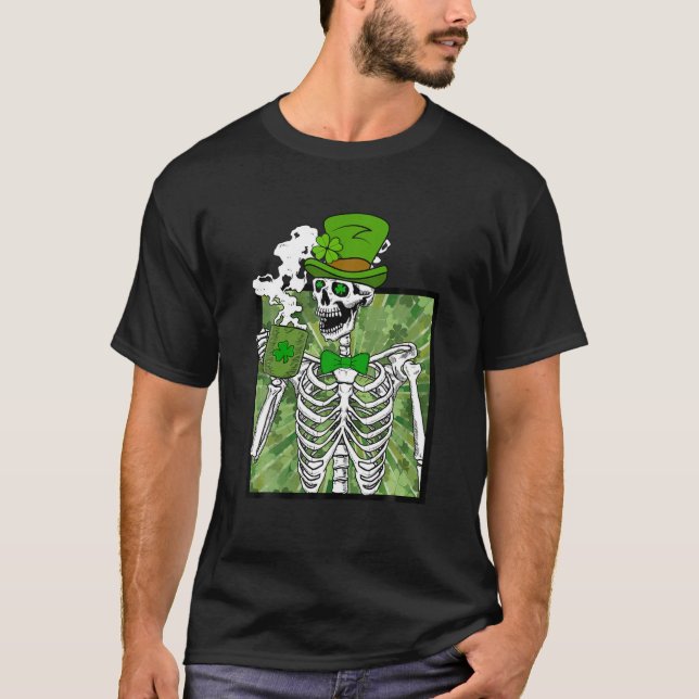 Camiseta Café para beber esqueleto, Día de San Patricio, Ir (Anverso)