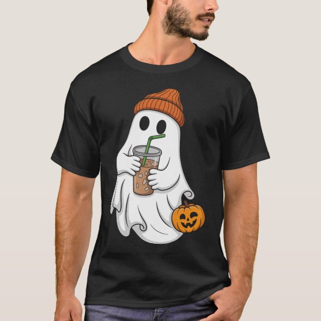 Camiseta Café para beber fantasma de Halloween (Anverso)
