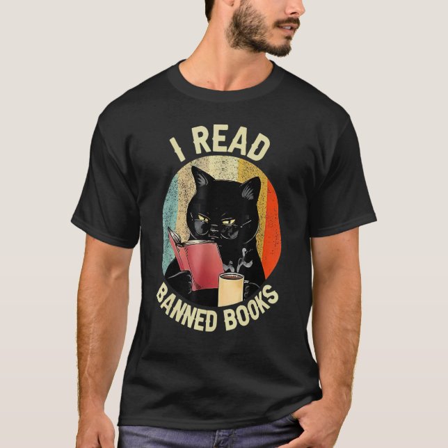 Camiseta Café para beber gato negro que leo libros prohibid (Anverso)