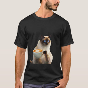 Camiseta Café para beber gato siamés