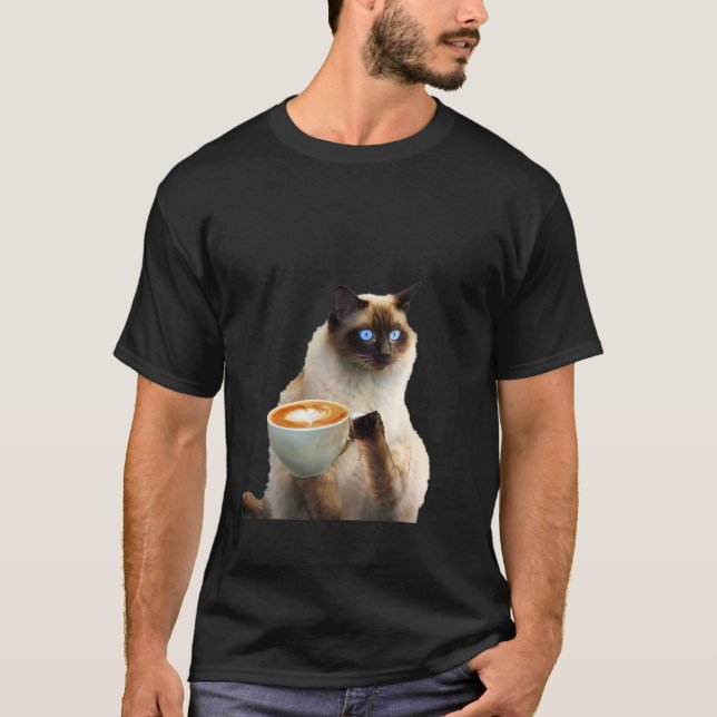 Camiseta Café para beber gato siamés (Anverso)