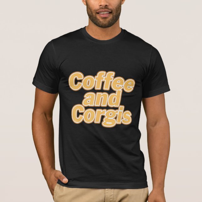 Camiseta Café Para Hombres Y Mascota De La Familia Corgis P (Anverso)