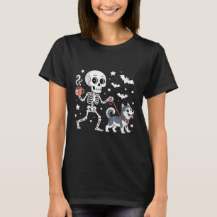 Camiseta Café Perro Husky Siberiano Andante Esqueleto de Mu