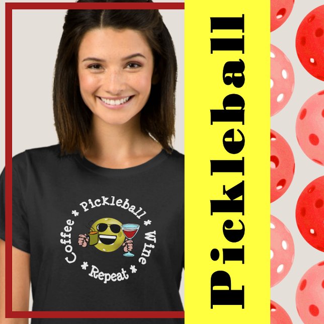 Camiseta Café, Pickleball, Vino, Repetir (coffee pickleball wine repeat. funny pickleball tshirt
)