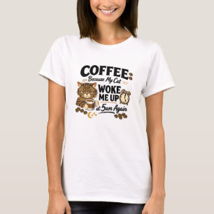Camiseta Café Porque el Gato Me Despertó