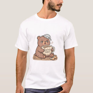Camiseta Café Primero Oso Soñoliento Dibujo Animado