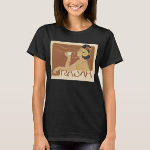 Camiseta Café Rajah Art Nouveau vintage, Dama con café