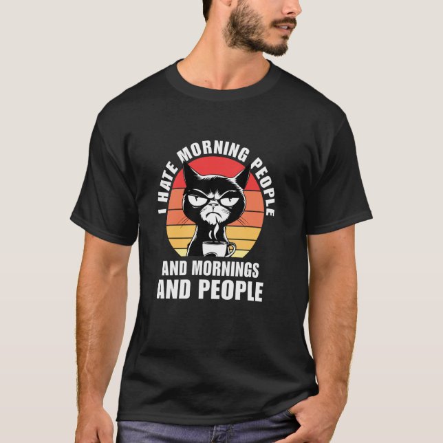 Camiseta Café Retro Divertido Gato (Anverso)