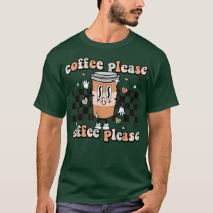 Camiseta Café Retro Por Favor Feliz Cara Hippie Groovy